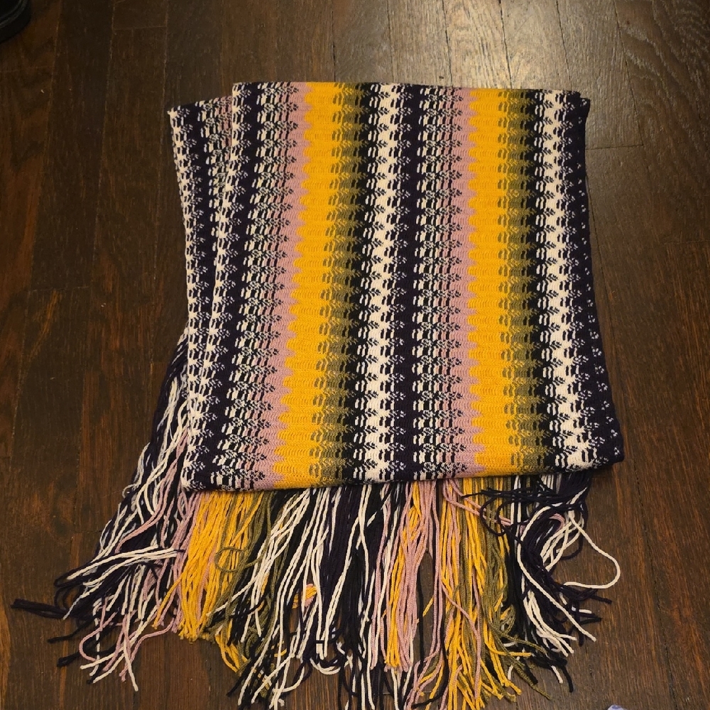 Missoni Vibrant Knit Scarf with Fringe